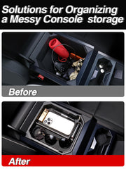 Foronetry Cybertruck center console divider keeps items separated for quick access.