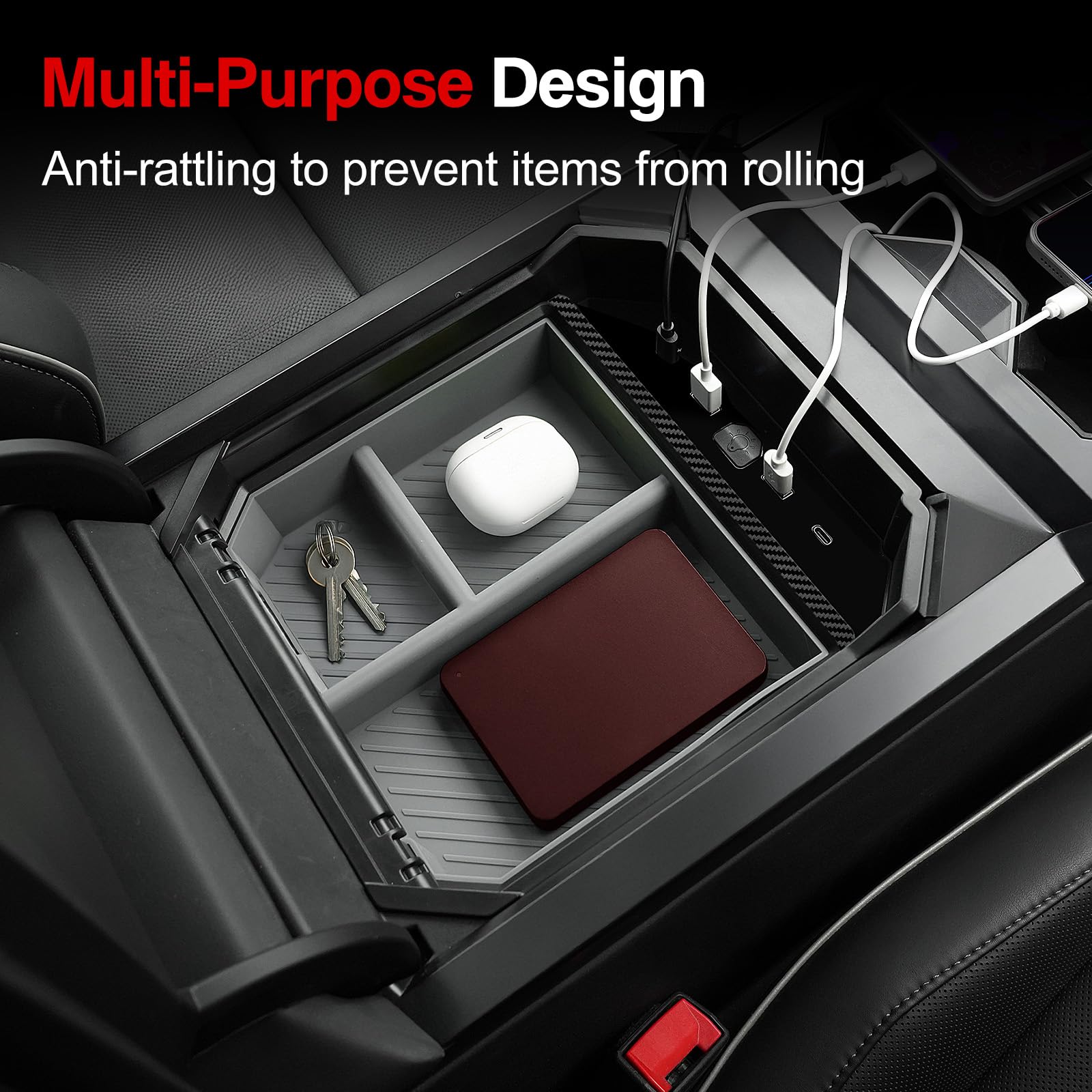 Foronetry splash-proof design keeps Cybertruck interior accessories protected.