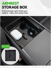 Foronetry silicone liner for armrest compartment guards against spills and wear.