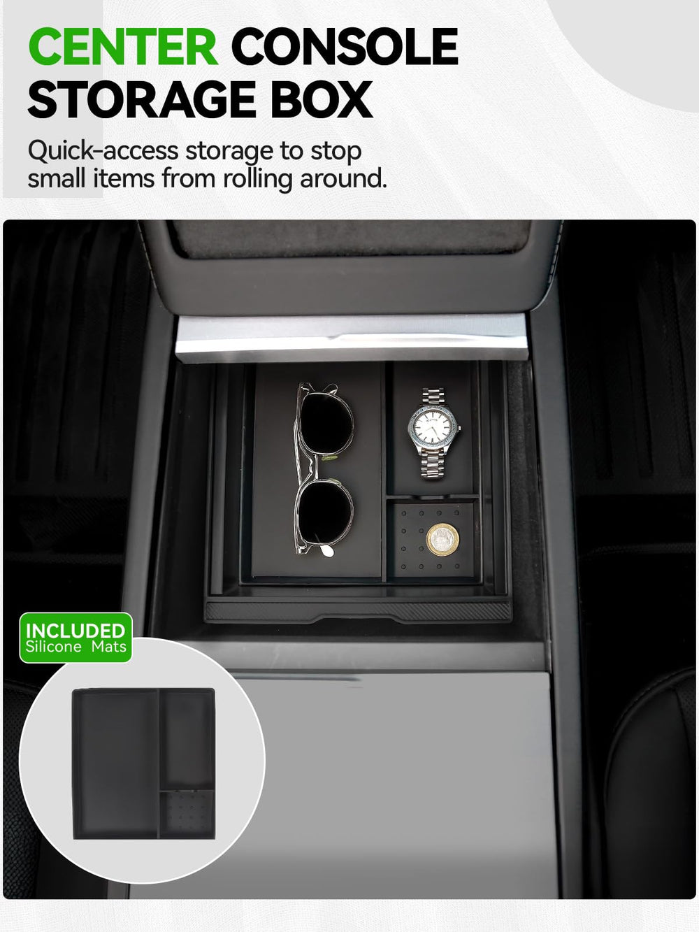 Foronetry silicone liner for center console protects velour and simplifies cleaning.