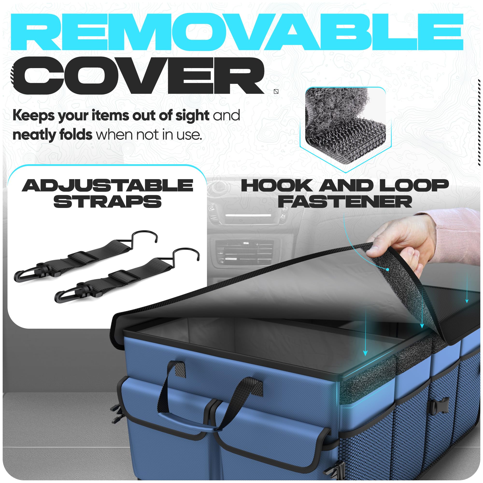 FORTEM interlocking buckles connect multiple organisers for larger cargo loads.