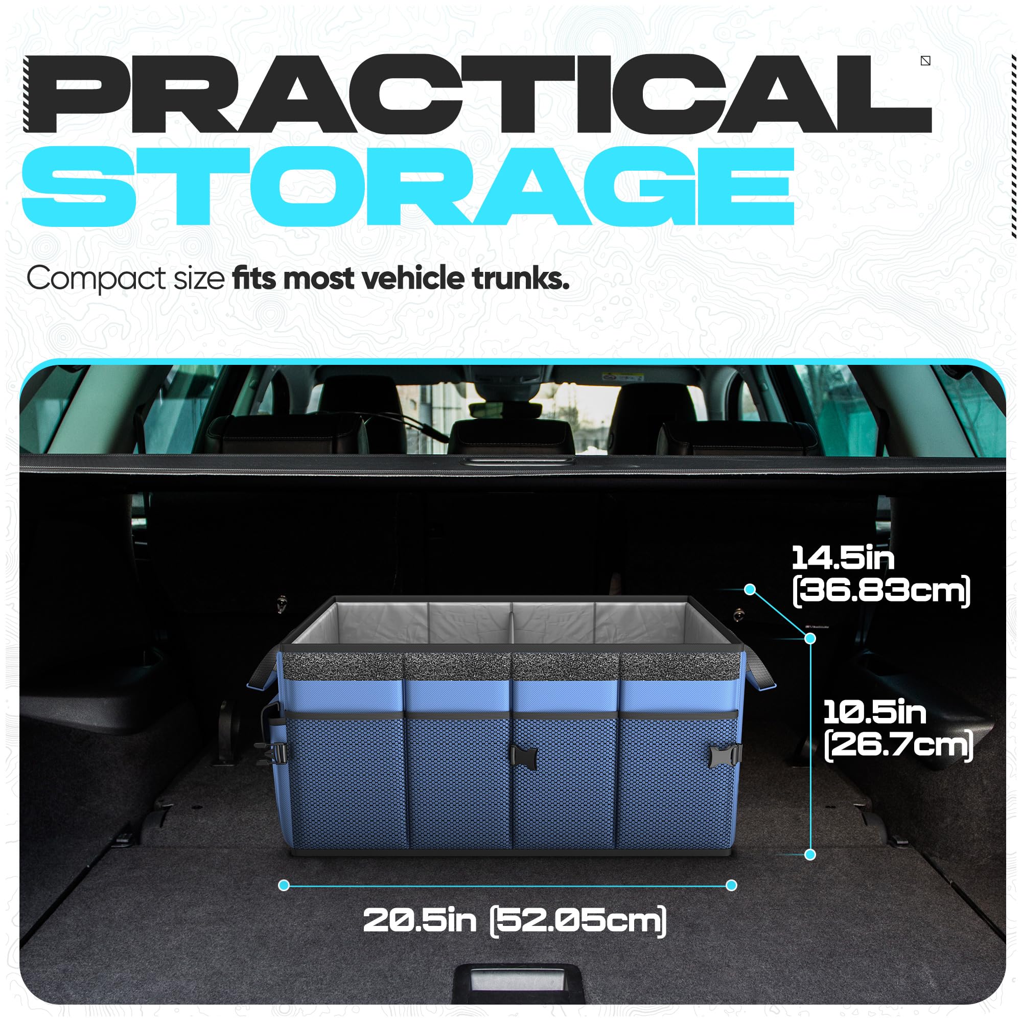 FORTEM removable lid for privacy and hidden storage in the trunk organiser.