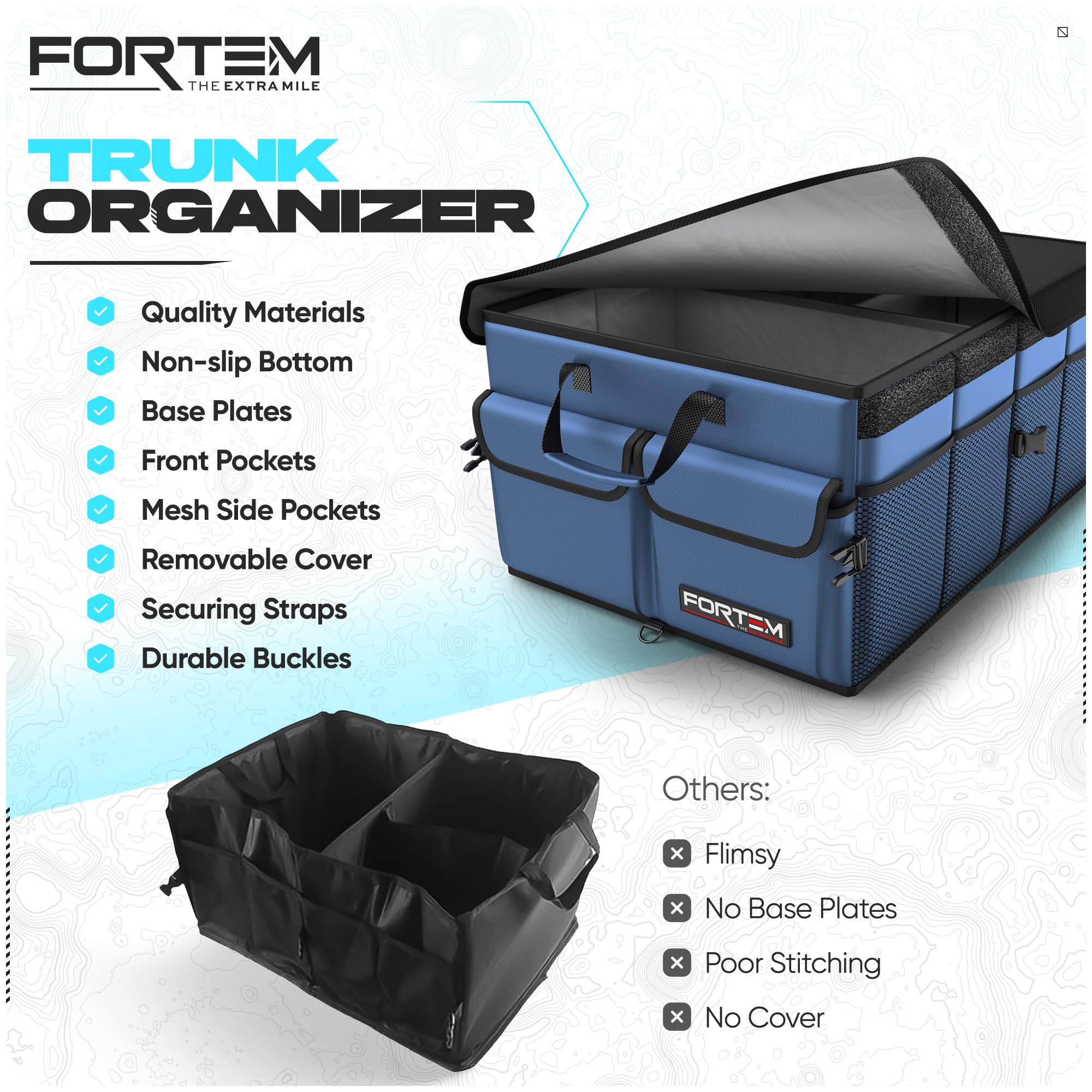 FORTEM soft-cover feature protects contents and keeps them discreet in the trunk.