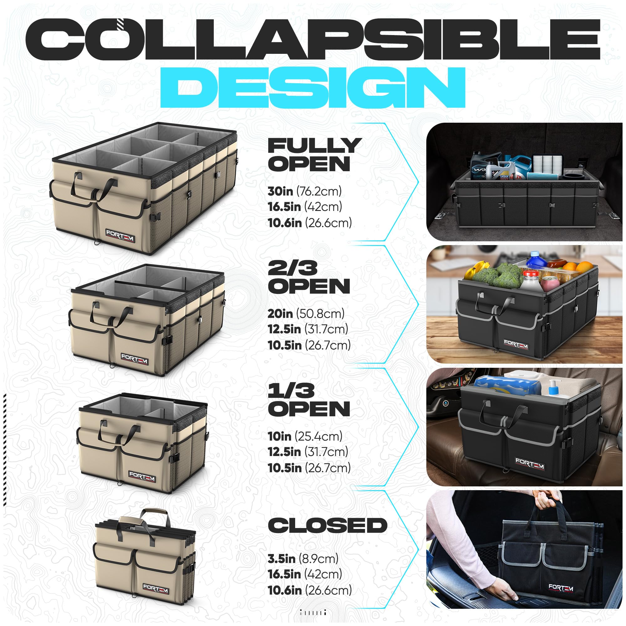 FORTEM Trunk Organizer has mesh pockets for small items