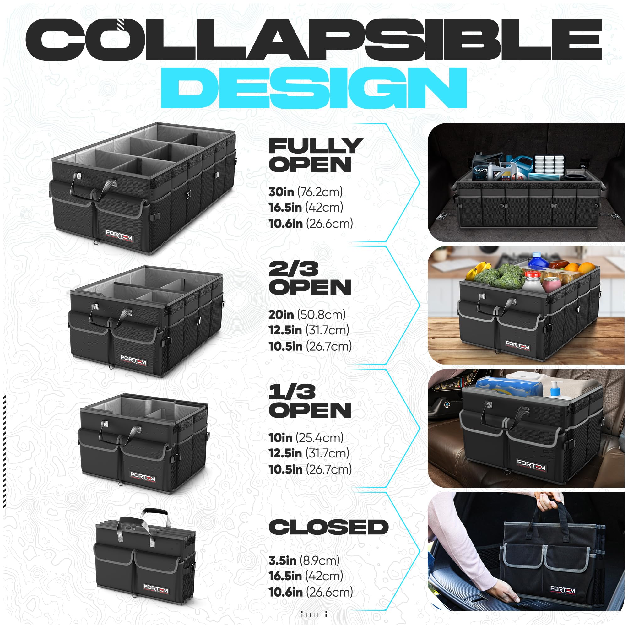 FORTEM Trunk Organizer mesh pockets organize small items for quick access