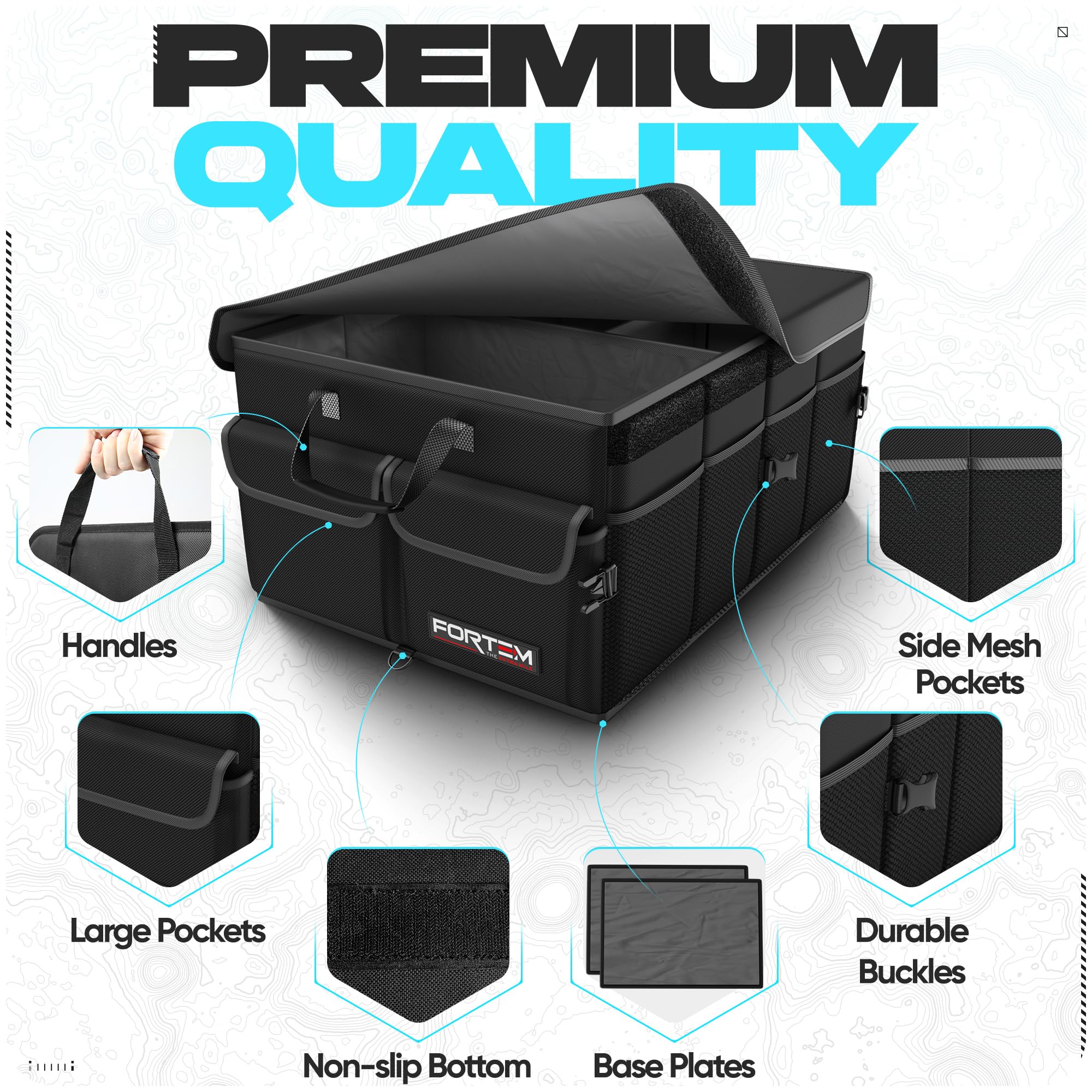 Fortem trunk organizer non-slip bottom prevents sliding during driving.