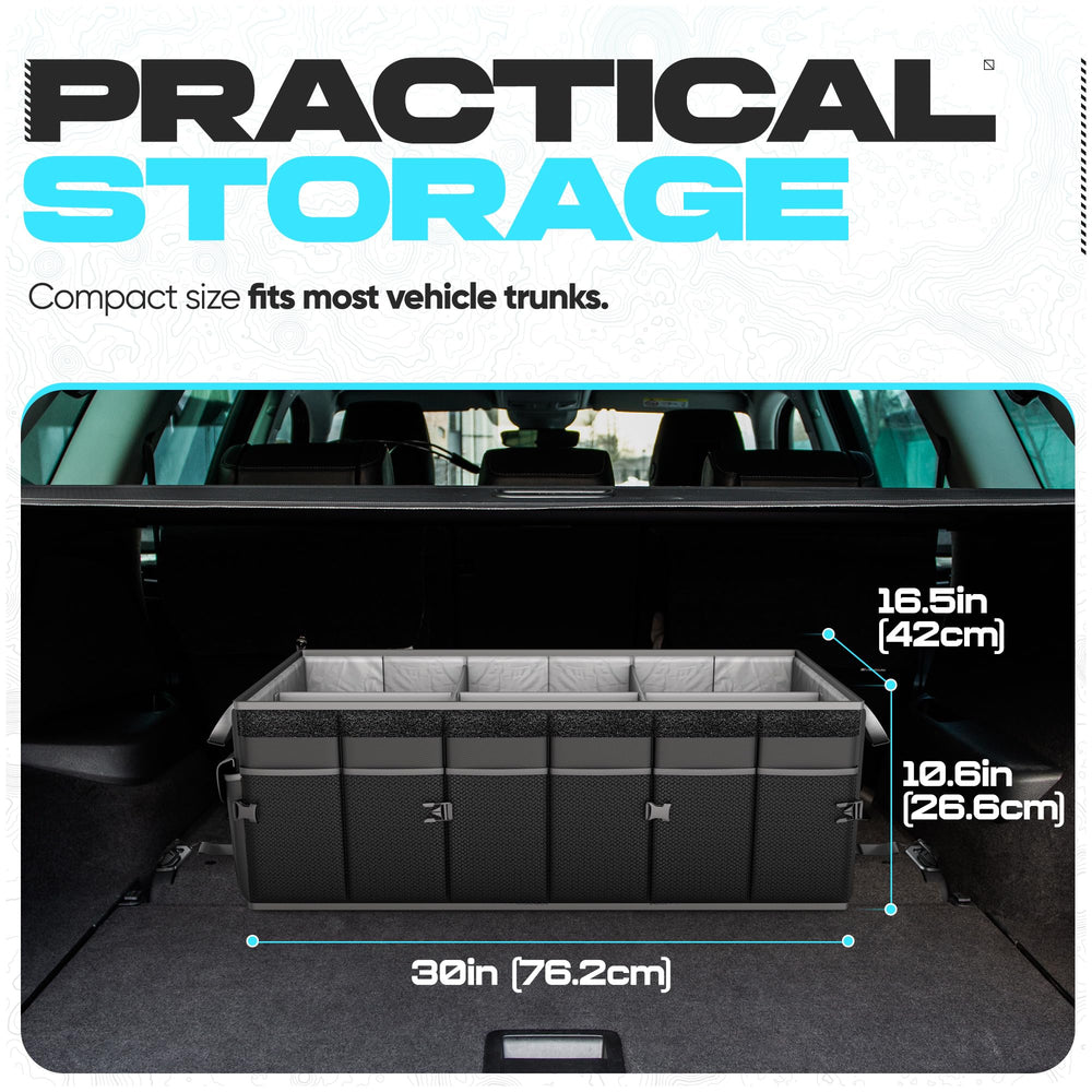 FORTEM trunk organizer with removable lid keeps valuables out of sight.