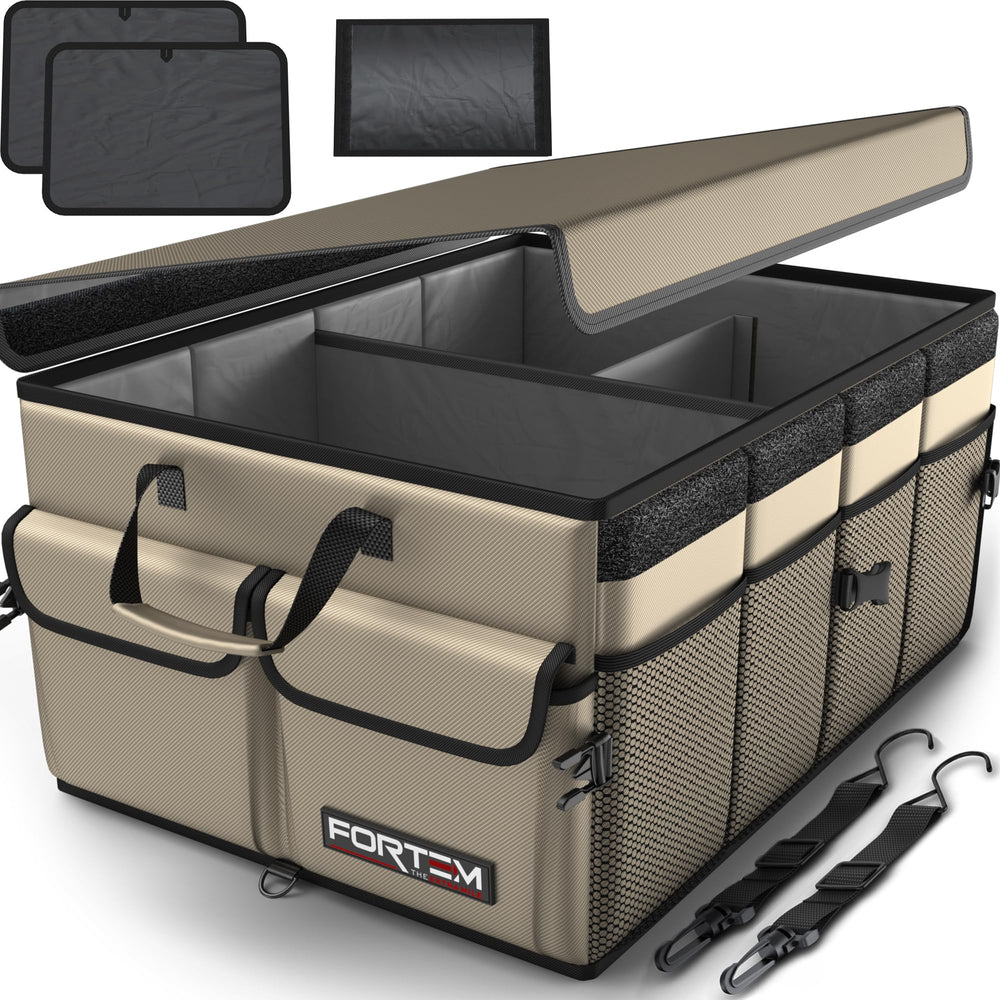 FORTEM trunk organizer with sturdy base for stable SUV trunk storage