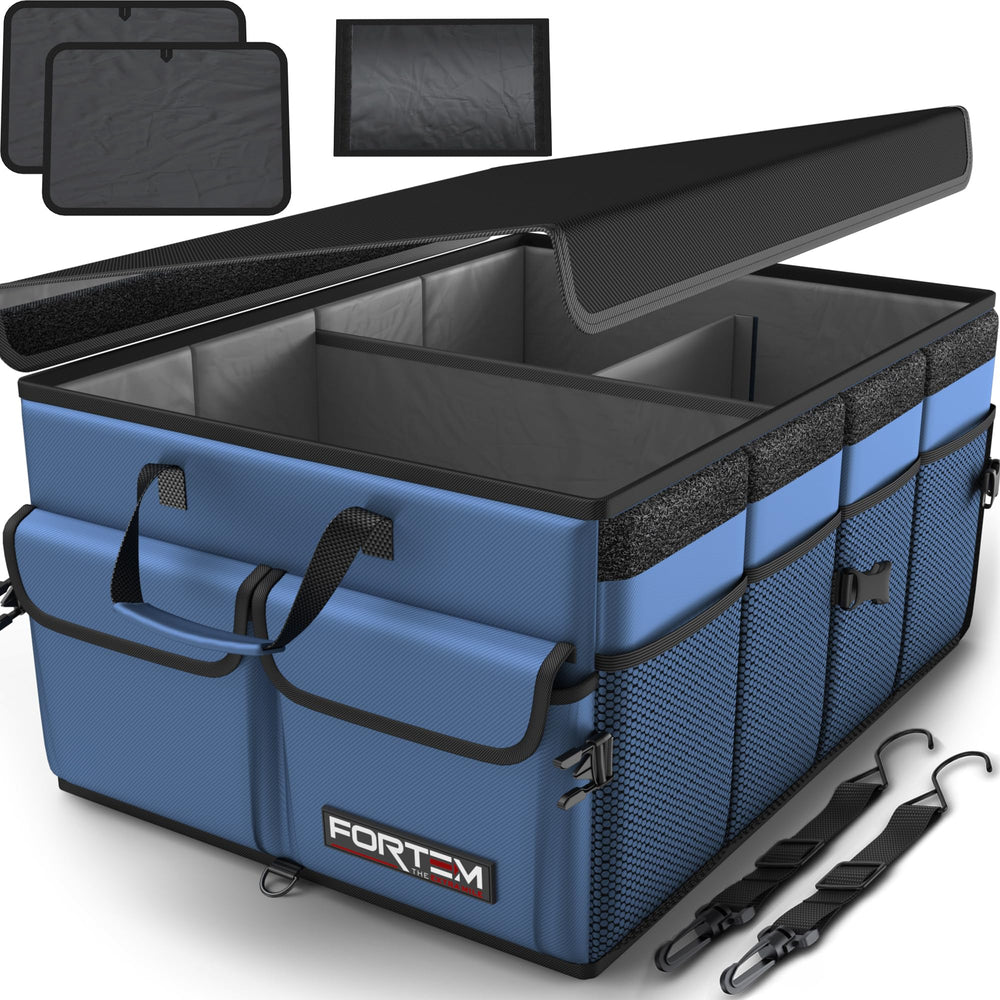 FORTEM trunk organizer for SUV, foldable storage keeps groceries and gear organized.