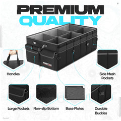 FORTEM trunk organizer features non-slip strips to prevent sliding during drives.