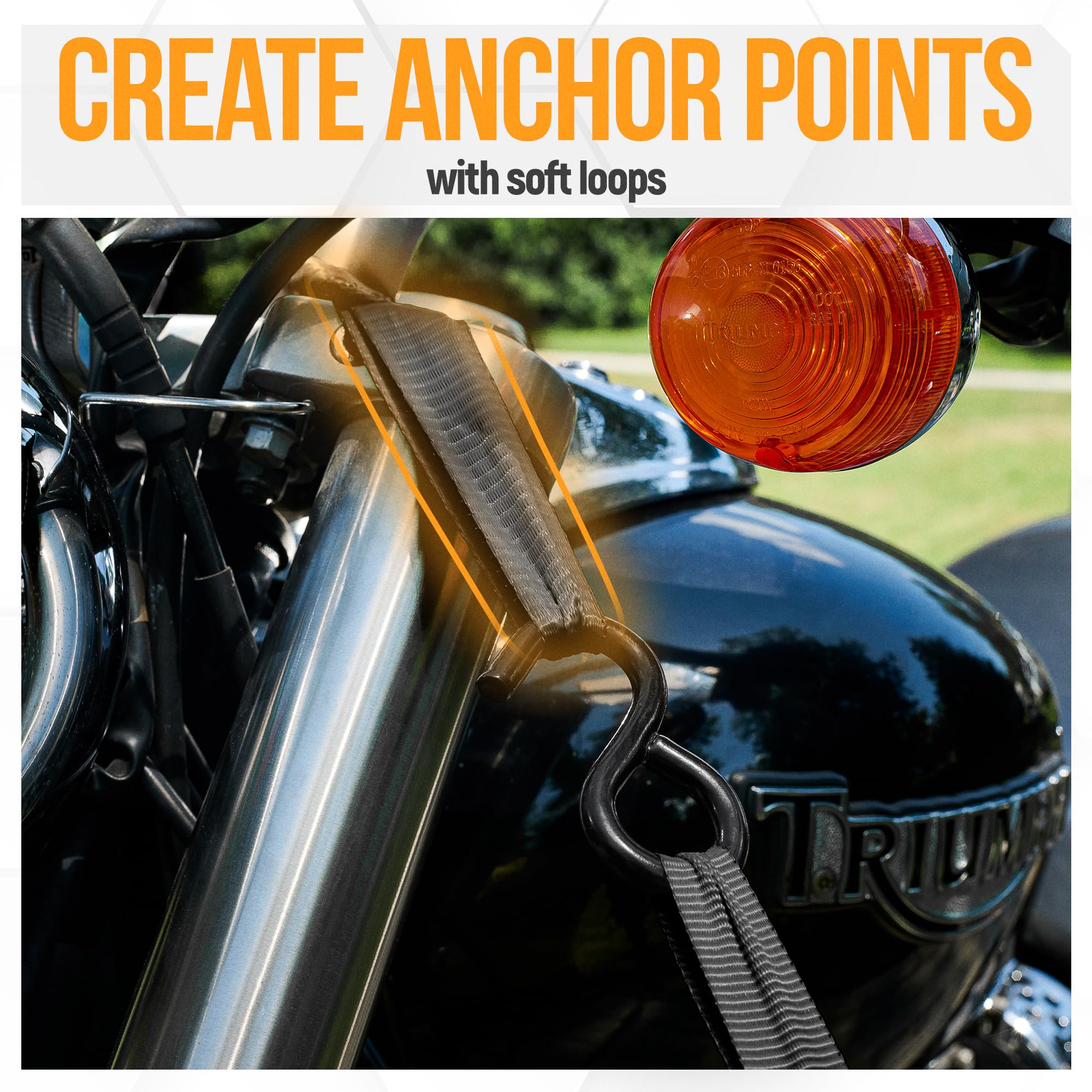 FORTEM versatile straps handle motorcycles, kayaks, boats, and cargo.