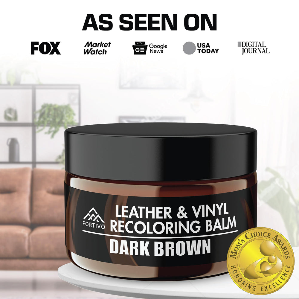 FORTIVO Leather Recoloring Balm transformation on a couch