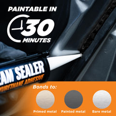 FORTIVO seam sealer bead on a vehicle panel for a flexible seal.