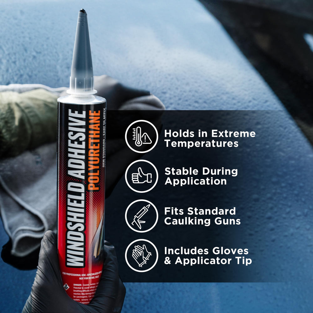 FORTIVO gloves for clean, professional windshield repair work.