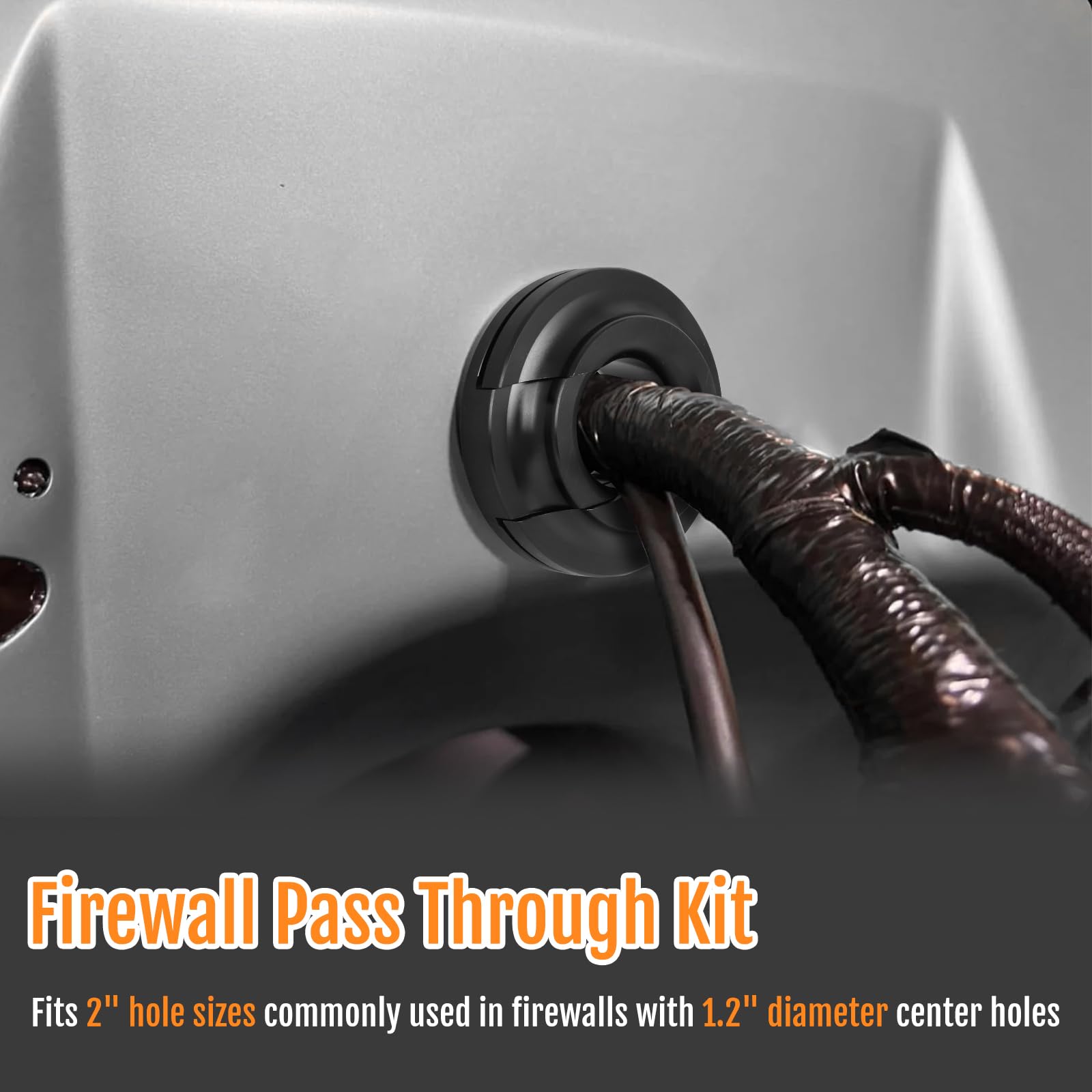 Foruly billet aluminum engine wiring through firewall bracket aids clean routing.