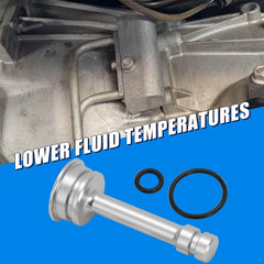 Foruly transmission cooling system closeup demonstrates compatibility with 6L80/6L90/8L90 units