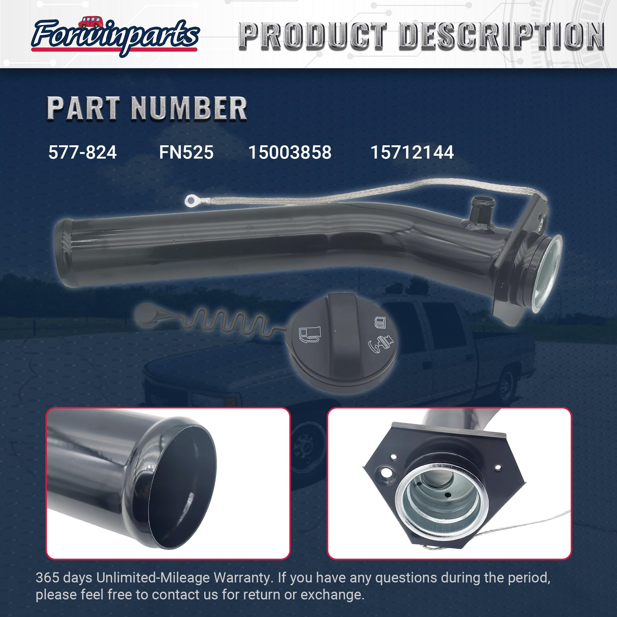 Forwinparts cap and hose assembly ready for installation in the vehicle fuel system