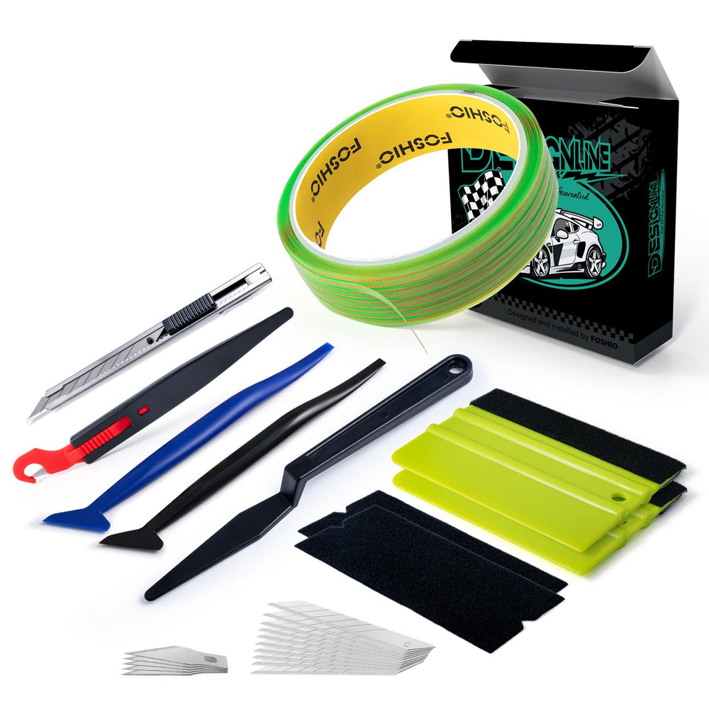 FOSHIO knife-less finish-line tape guiding precise vinyl lines.