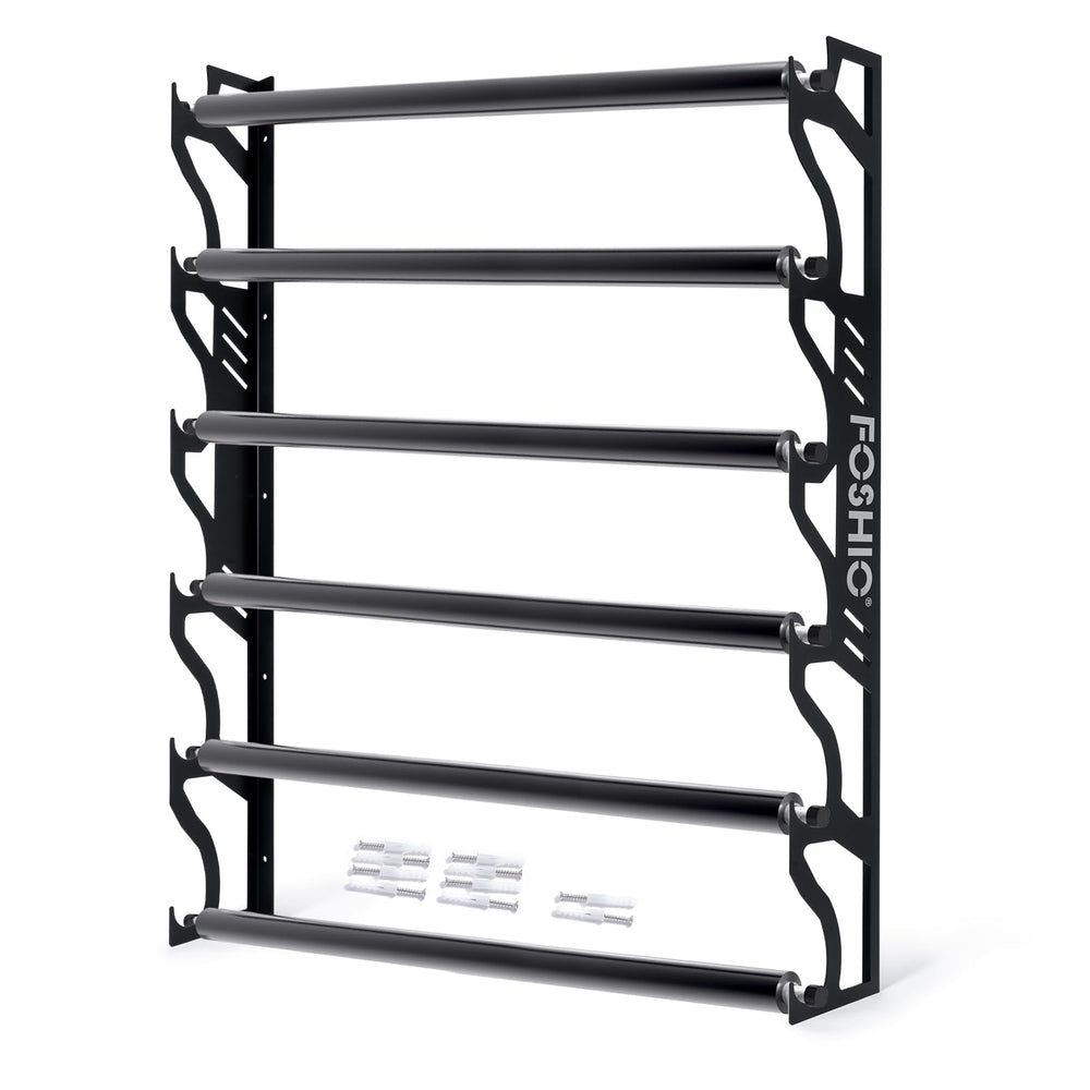 FOSHIO vinyl roll holder on wall keeps up to six rolls organized and within reach.