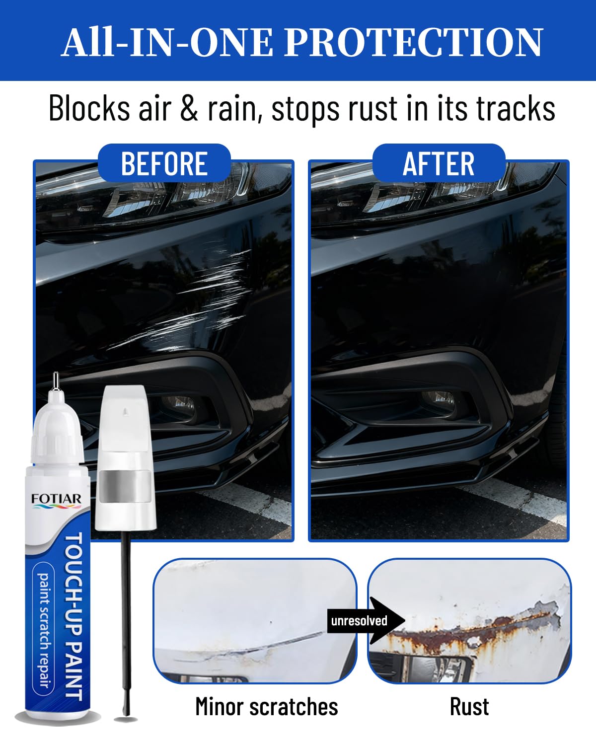 Fotiar Fluid Jet Black 668 tip-application demonstrates precise chip repair
