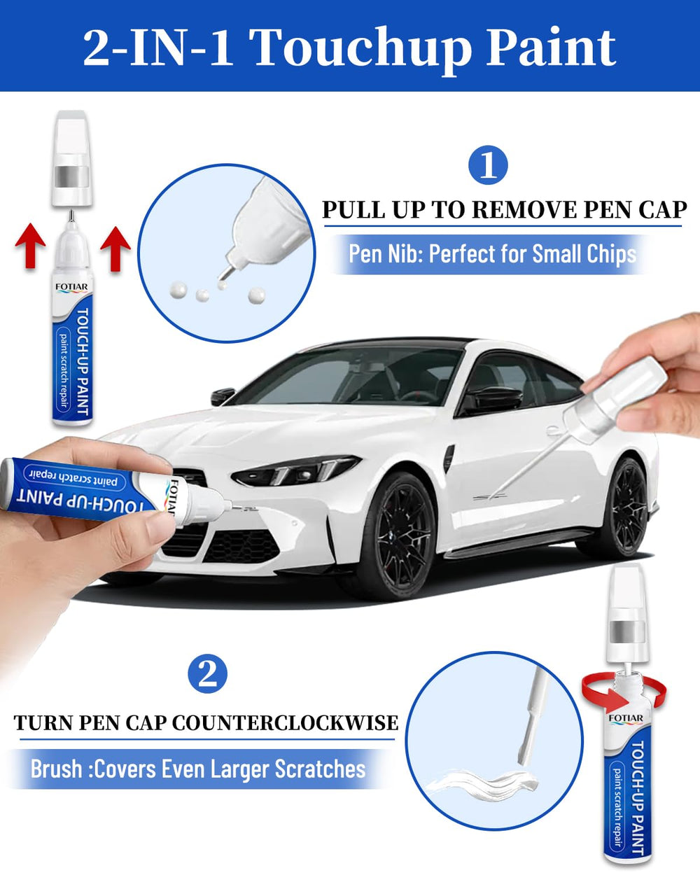 Fotiar K1X brush head repairing edge chips on a Subaru panel.