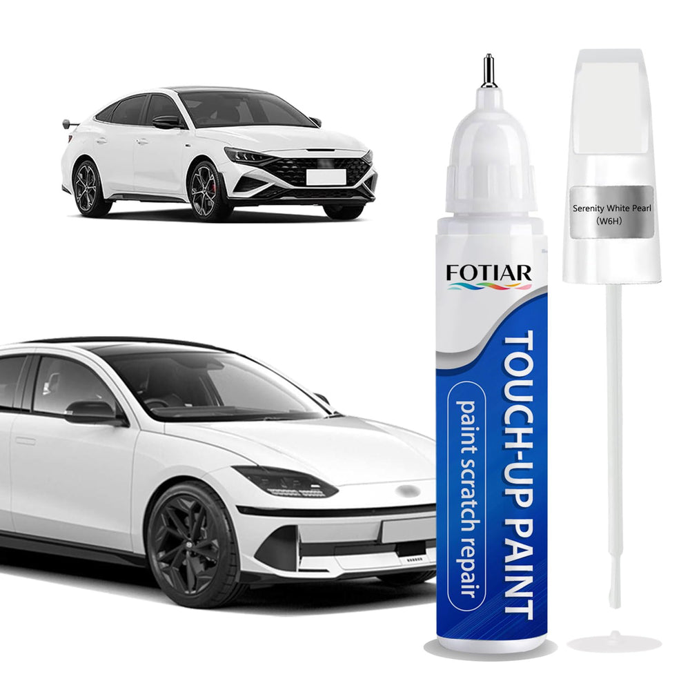 Fotiar Serenity White Pearl W6H cap application shows precise Hyundai touch-up