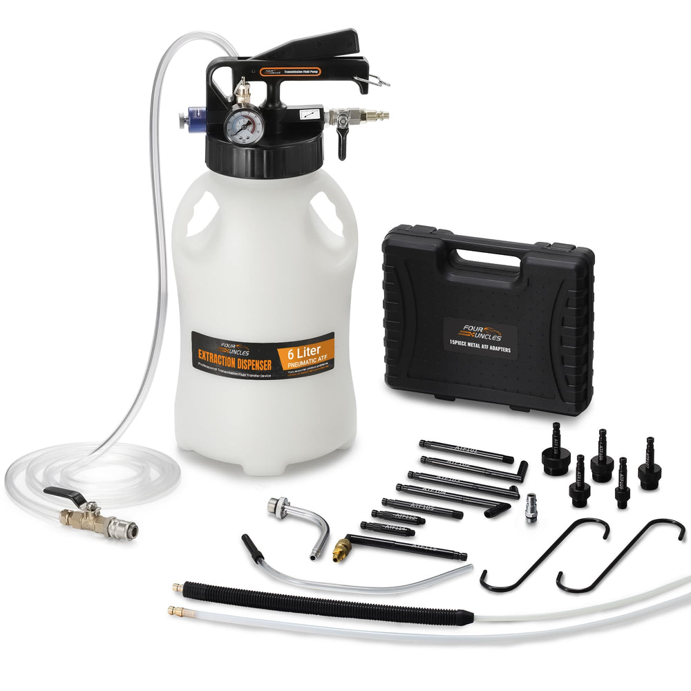 FOUR UNCLES 6L Pump assembly: safe, hands-free operation for efficient transmission fluid changes.