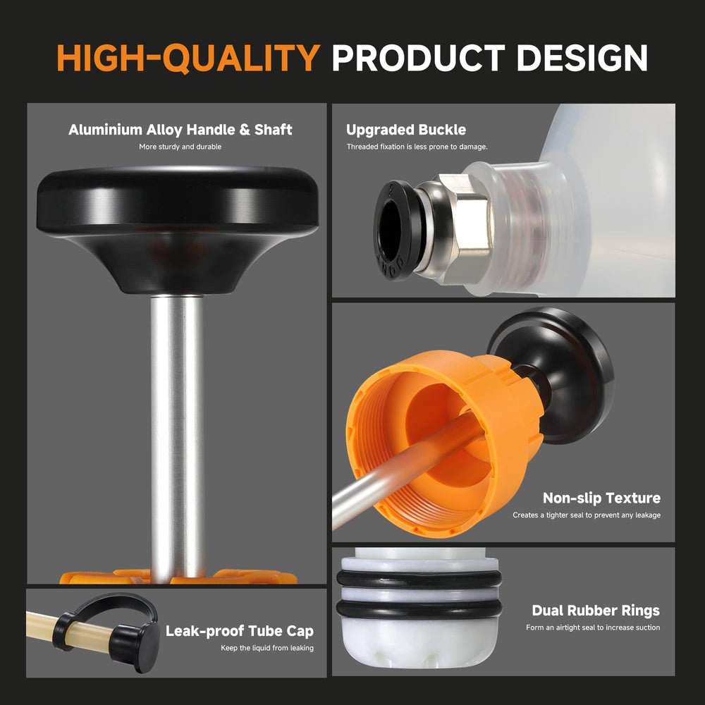 FOUR UNCLES fluid extractor double-seal ensures airtight, leak-free transfer.