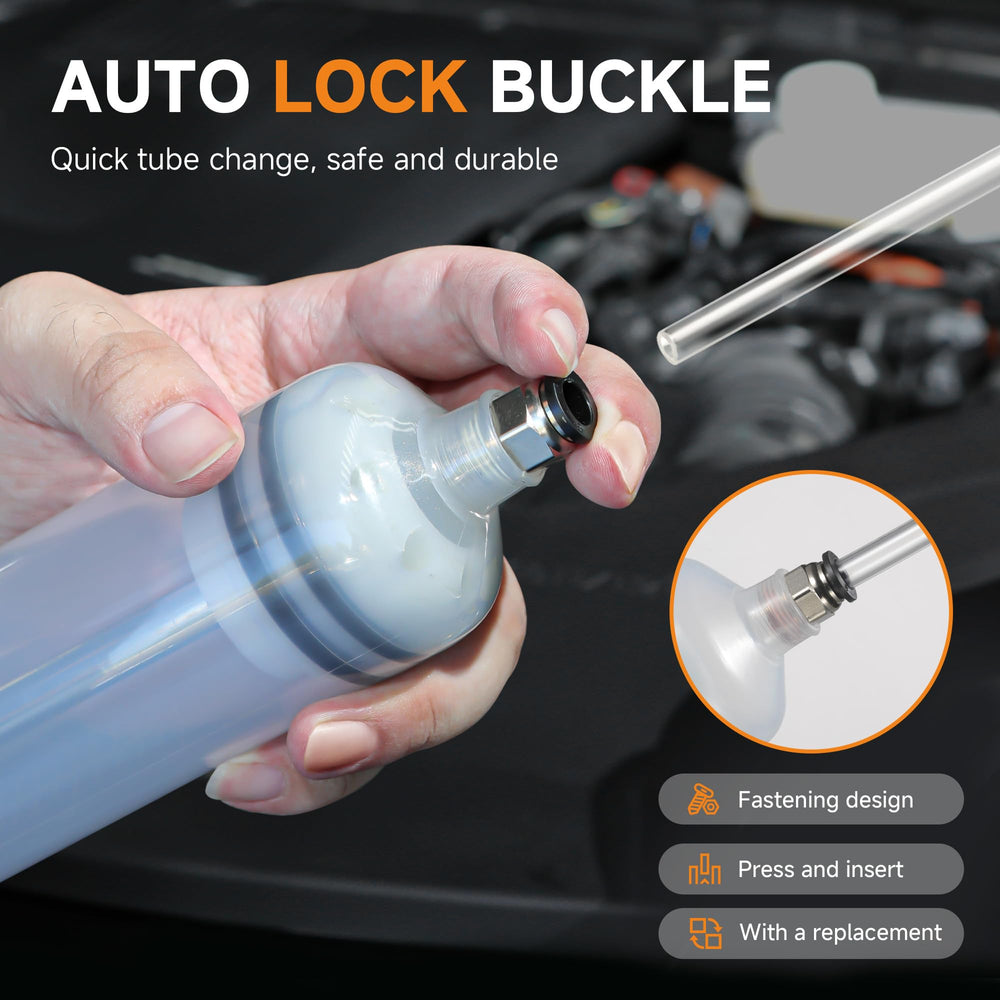FOUR UNCLES fluid extractor quick-connection enables fast pumping.