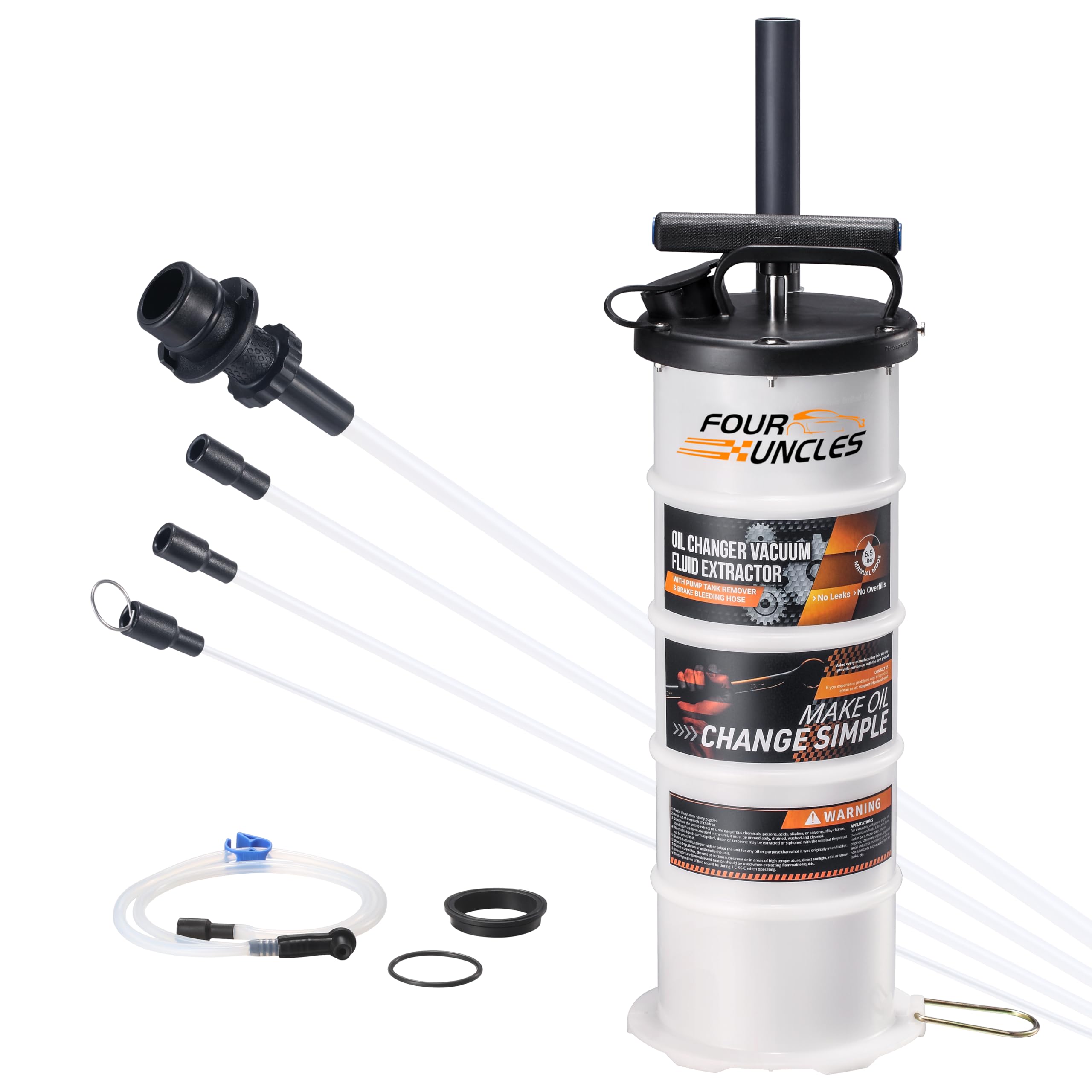 FOUR UNCLES Oil Extractor overview for quick, mess-free changes.