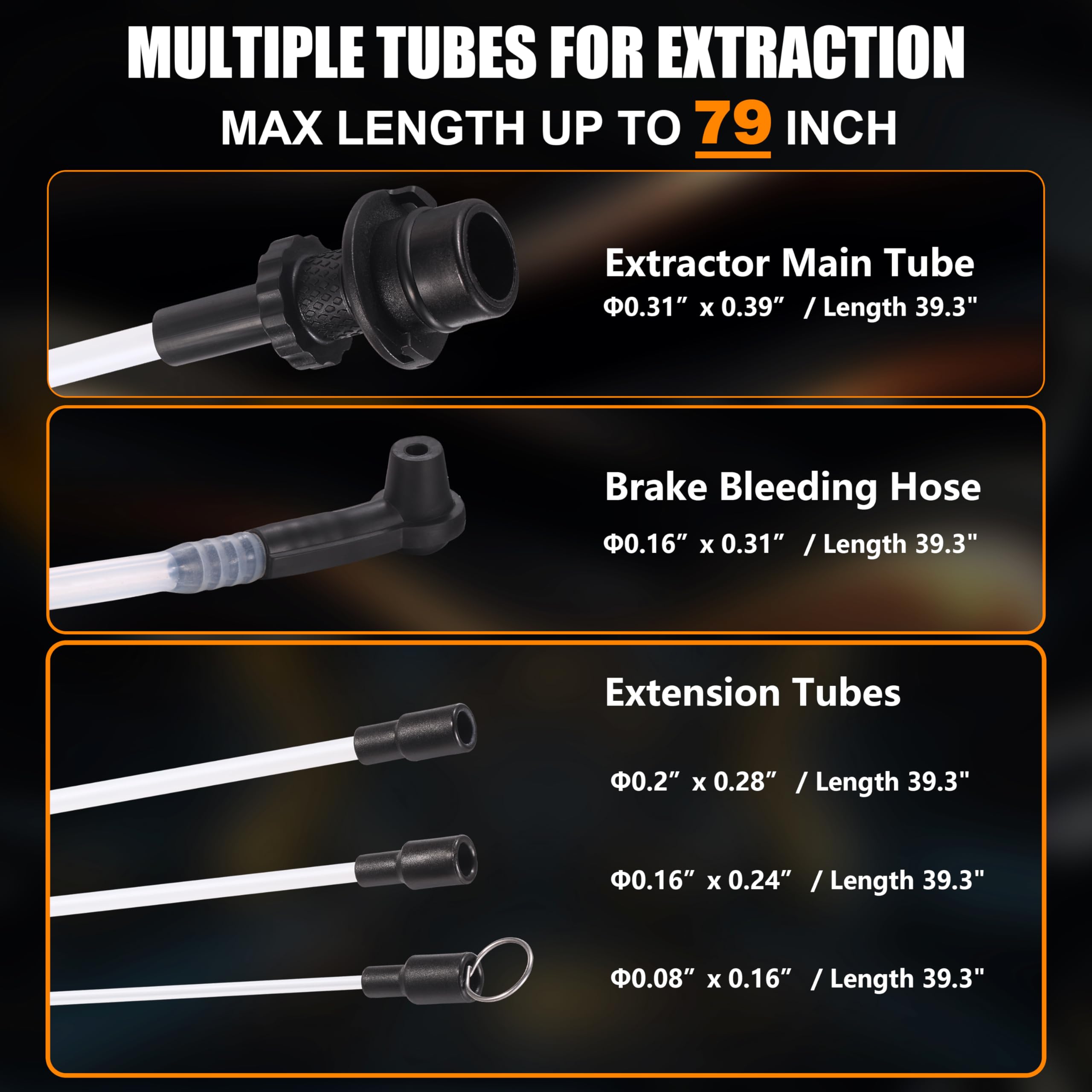 FOUR UNCLES Oil Extractor tubes reach bottom of oil pan.