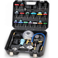 Four Uncles radiator pressure tester kit in use to quickly identify coolant leaks.