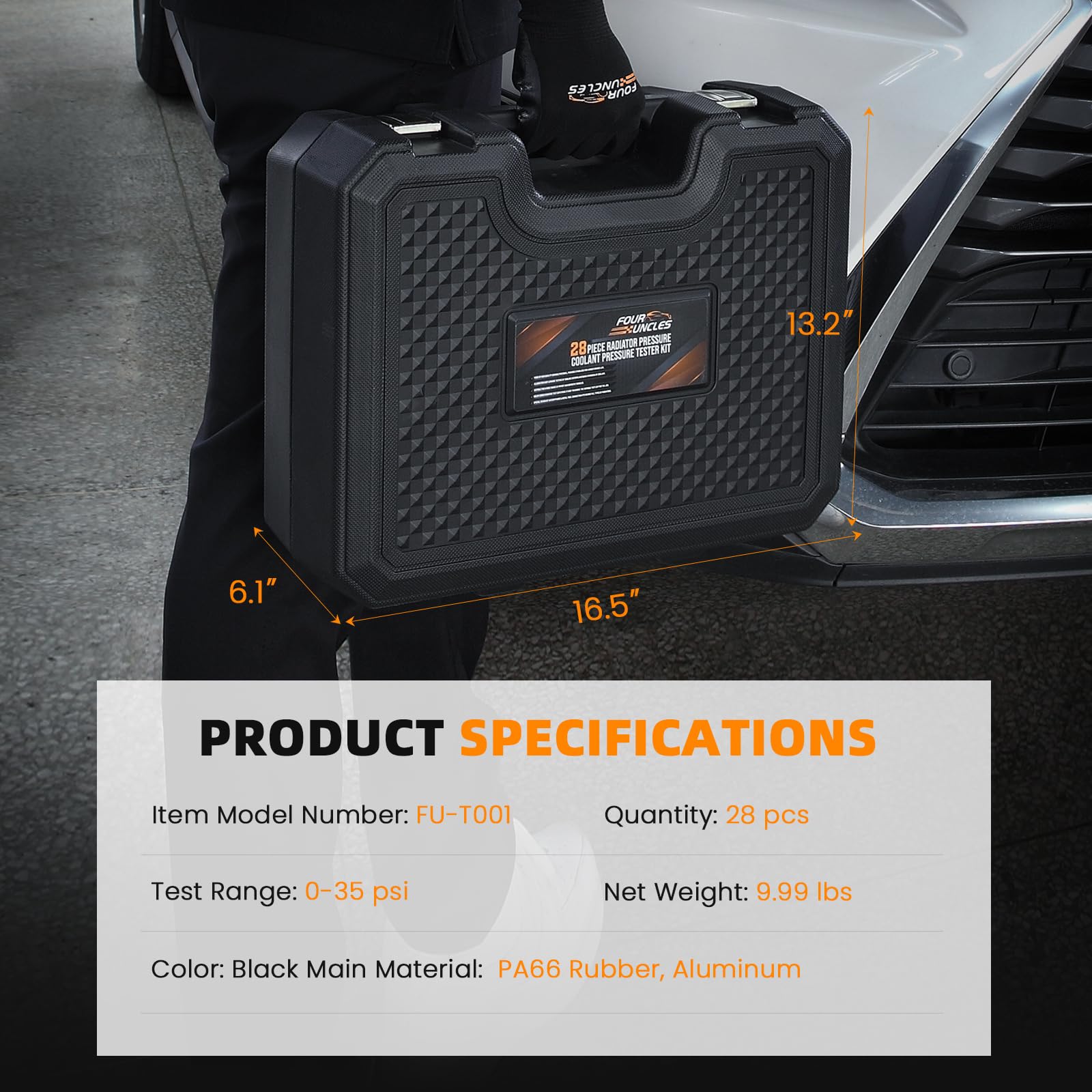 Four Uncles universal cooling system kit suitable for cars, motorcycles, and trucks.
