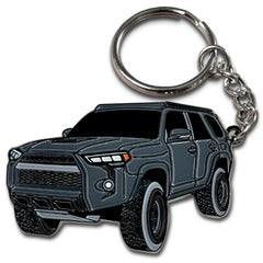 FOUR WHEEL BEAST 4Runner keychain in Magnetic Gray, front view, durable enamel finish.