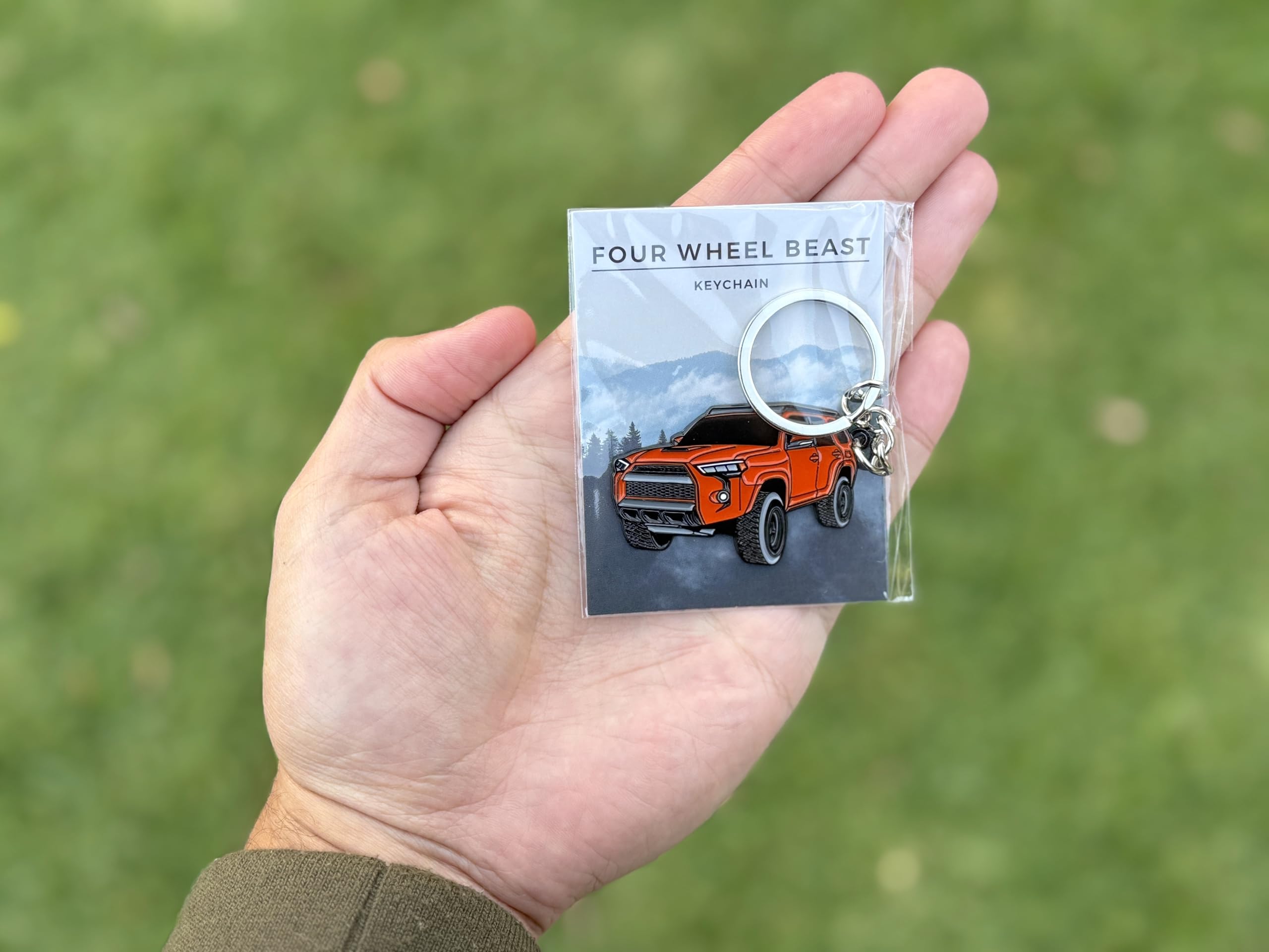 FOUR WHEEL BEAST 4Runner keychain size 2x1 inch, lightweight carry.