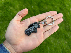 FOUR WHEEL BEAST Bronco keychain carbonized gray side view highlights compact design