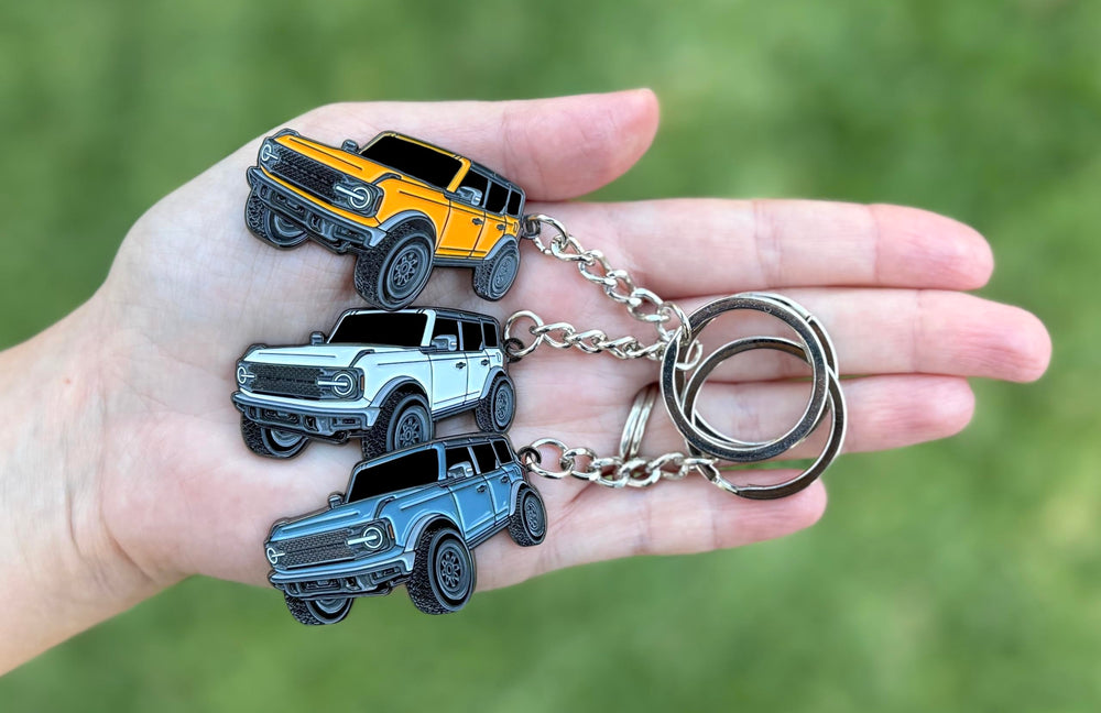 FOUR WHEEL BEAST Bronco keychain size 2x1.3 inches for easy carry.