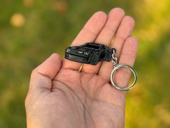 FOUR WHEEL BEAST Dodge Challenger keychain side detail demonstrates compact size for pocket carry