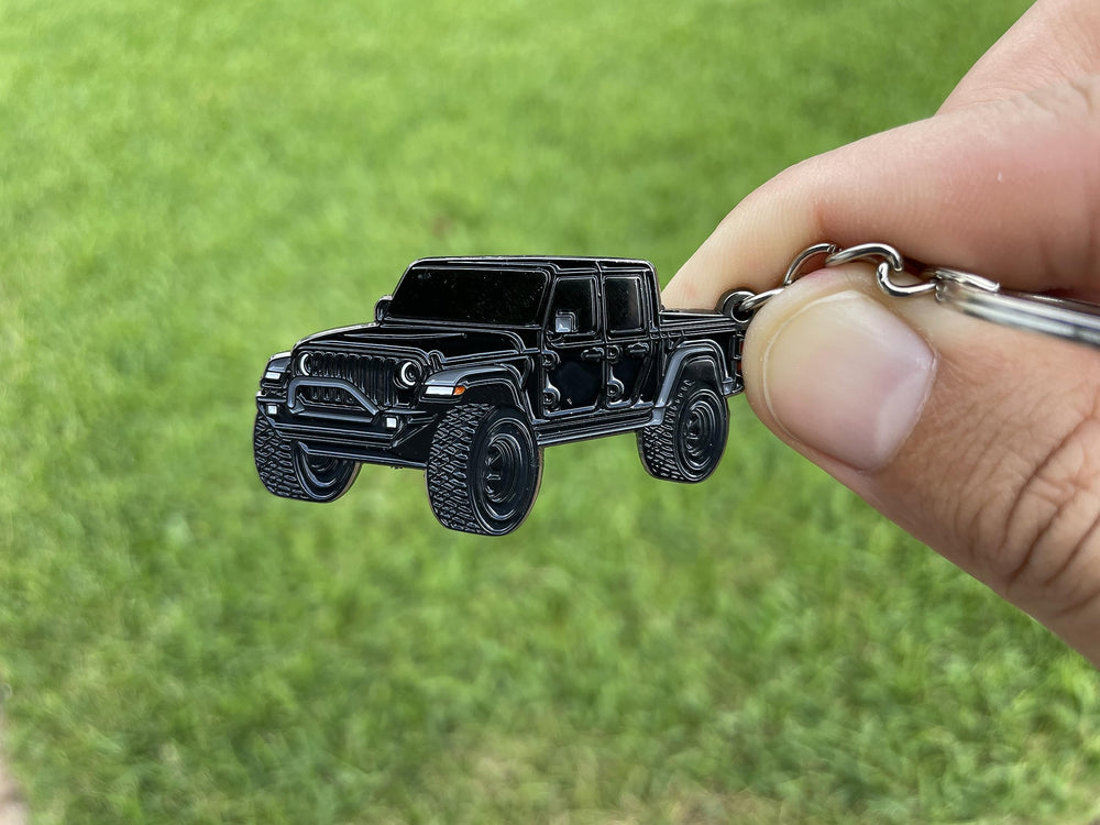 FOUR WHEEL BEAST Jeep Gladiator keychain black finish rugged look