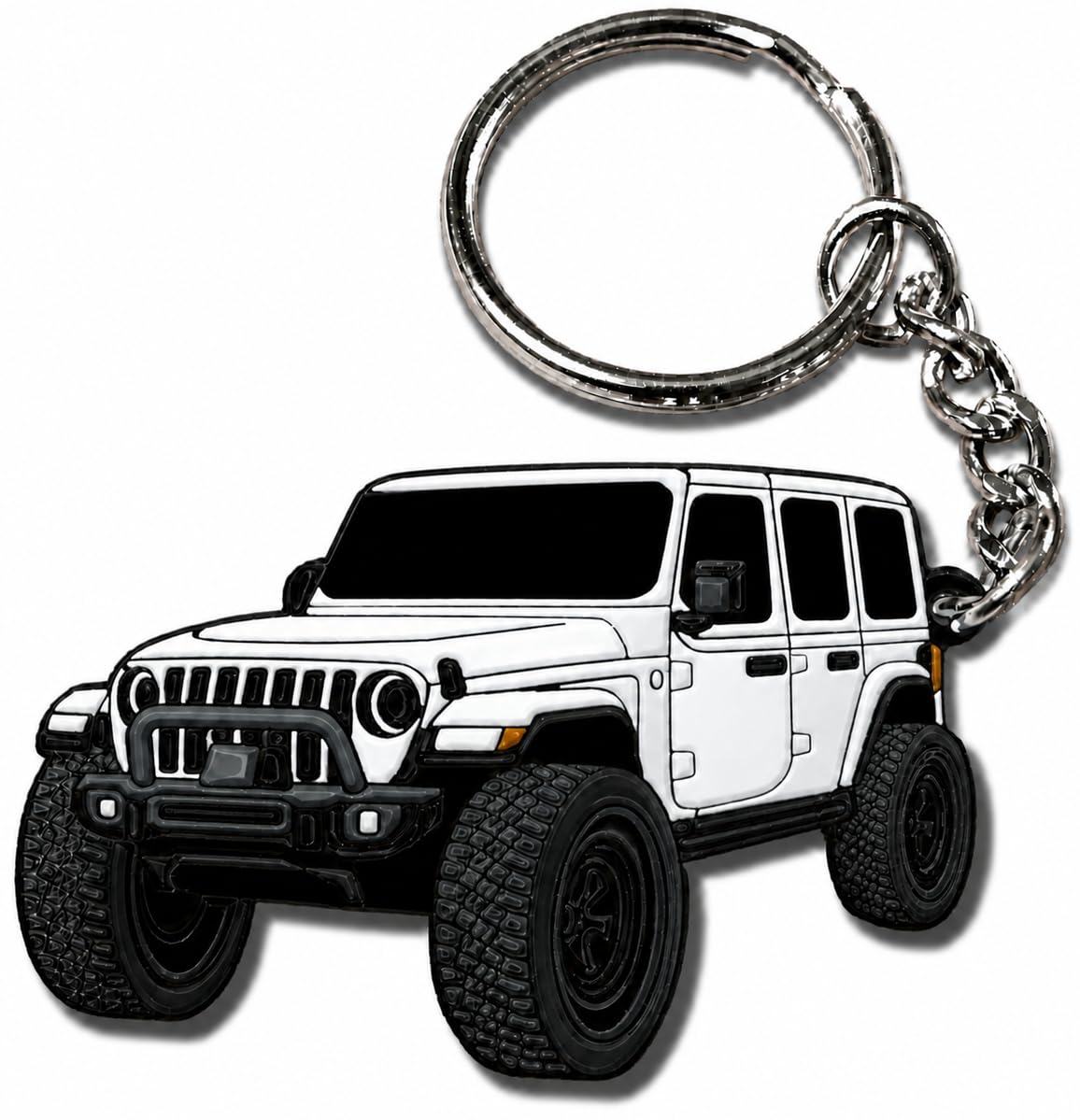 FOUR WHEEL BEAST Jeep Wrangler keychain in black for rugged style and easy key organization
