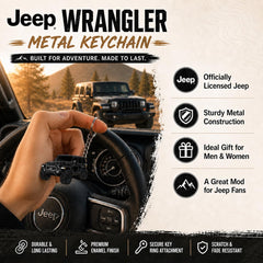 FOUR WHEEL BEAST Jeep Wrangler keychain in red adds visibility and a stylish vibe