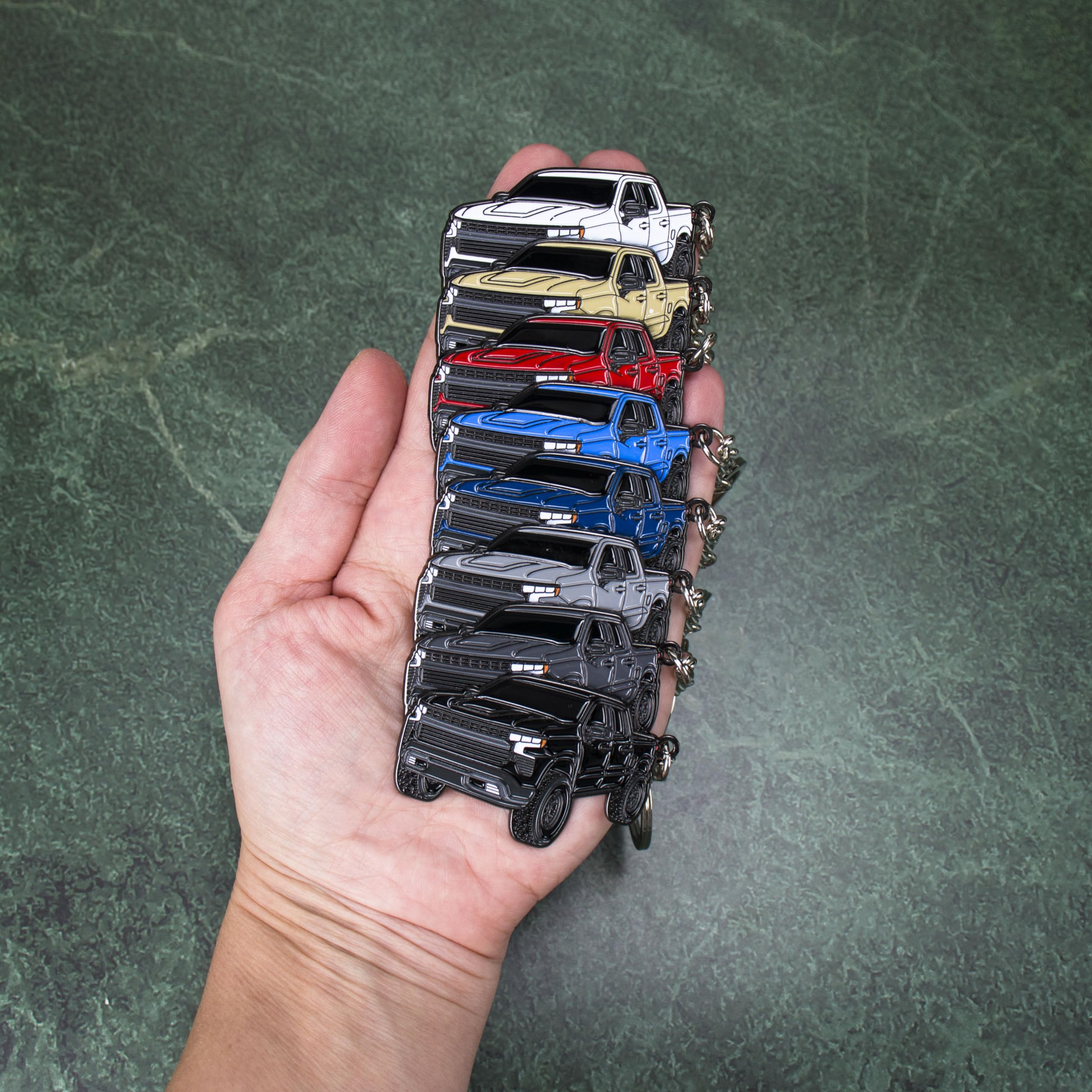 Four Wheel Beast glacier-blue shot highlights eye-catching Chevy key accessory.