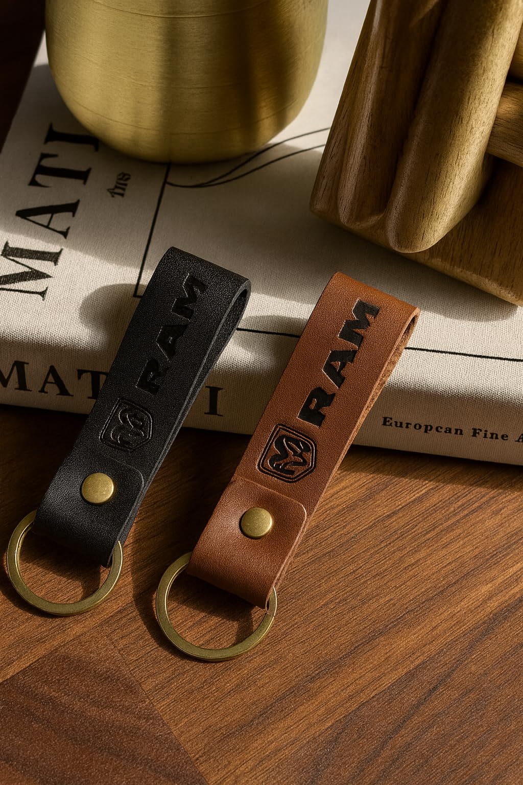 FOUR WHEEL BEAST RAM keychain with a sturdy metal ring for secure keys.