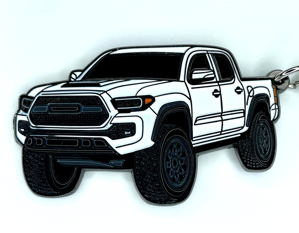 FOUR WHEEL BEAST Tacoma keychain in Magnetic Gray offers a sleek, understated look.