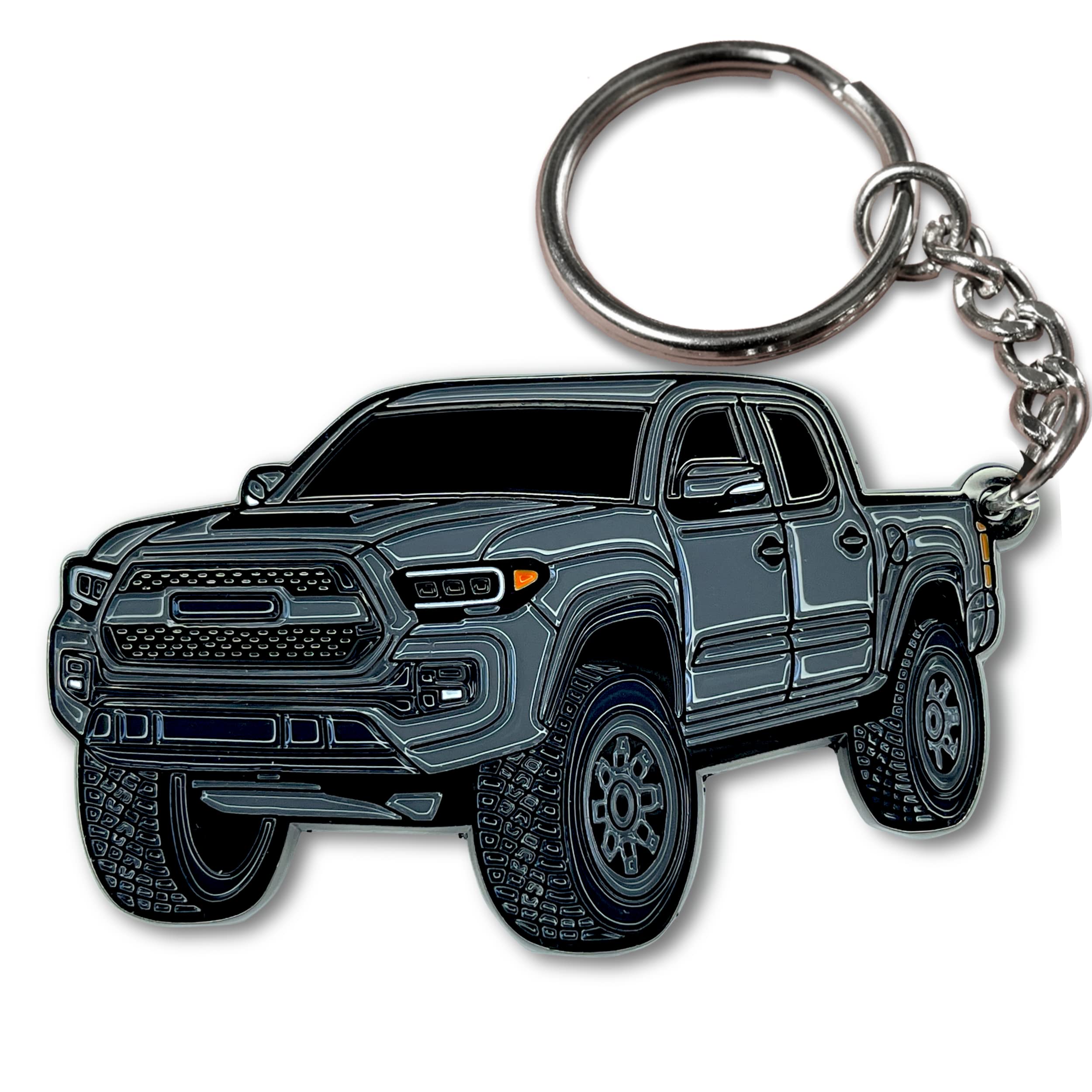 FOUR WHEEL BEAST Tacoma keychain with metal enamel—durable daily carry.