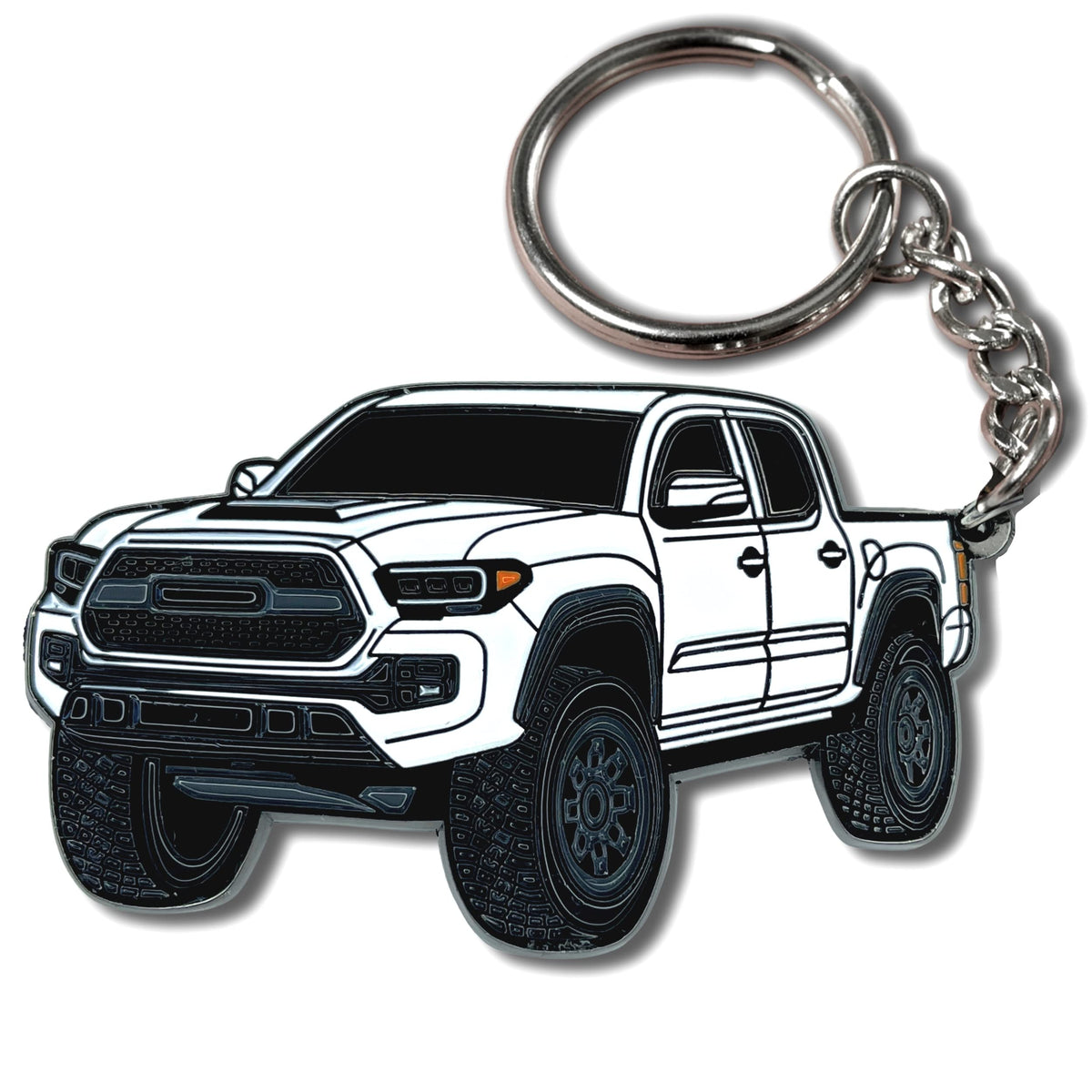 FOUR WHEEL BEAST Tacoma keychain in Quicksand color with durable metal enamel finish.