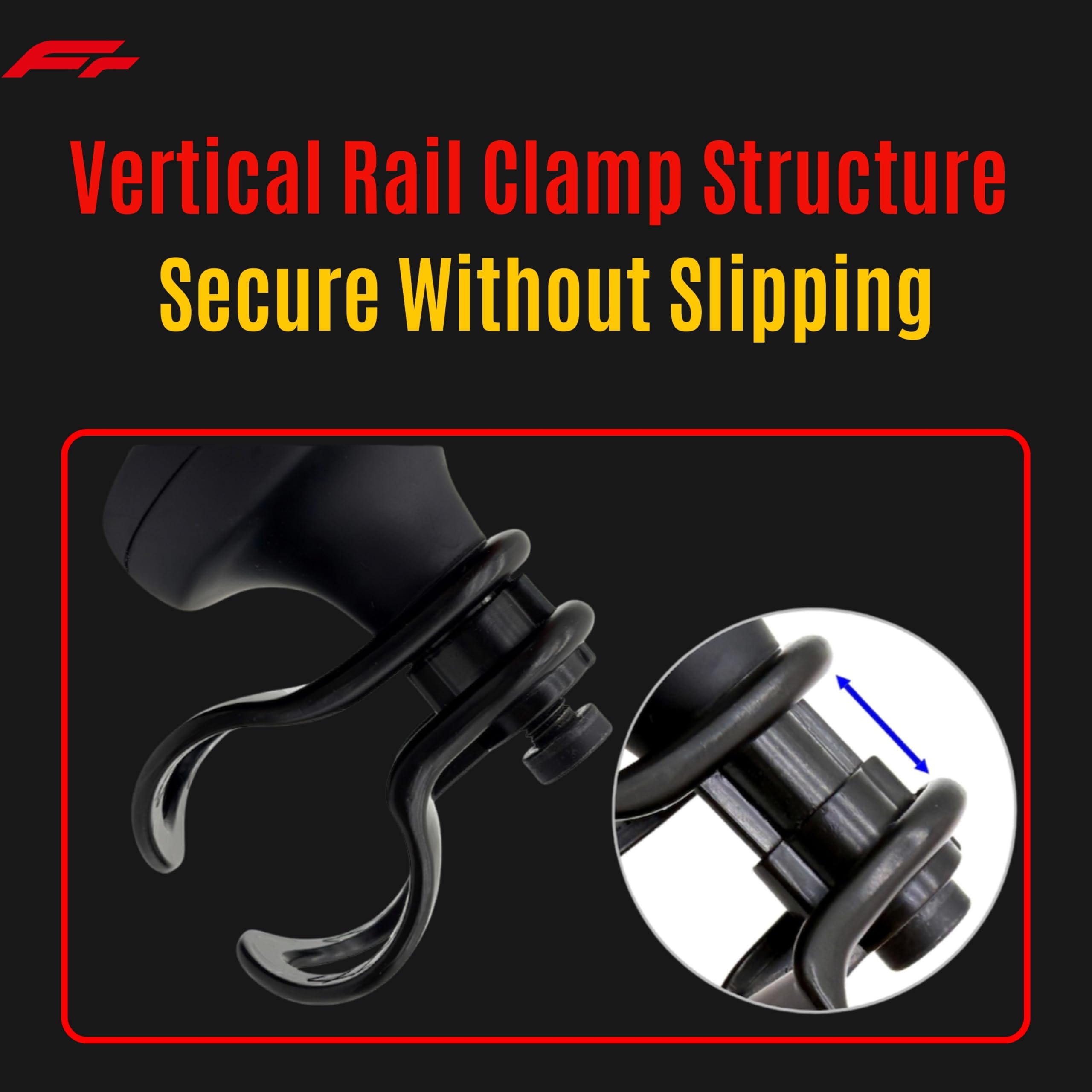 Adjustable clamp fits most steering wheels across various vehicles.