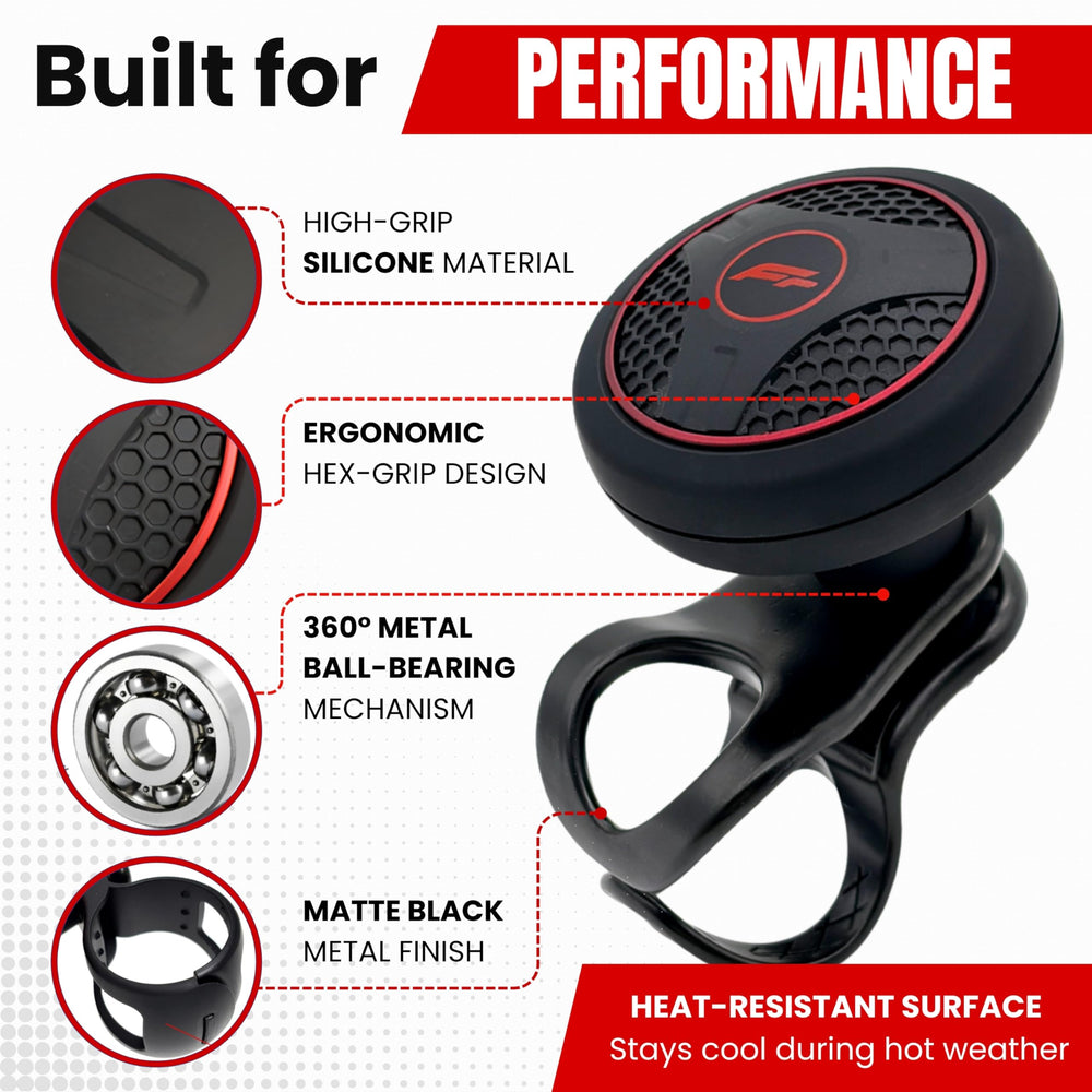 Universal tool-free design with metal bearing delivers smooth turning.