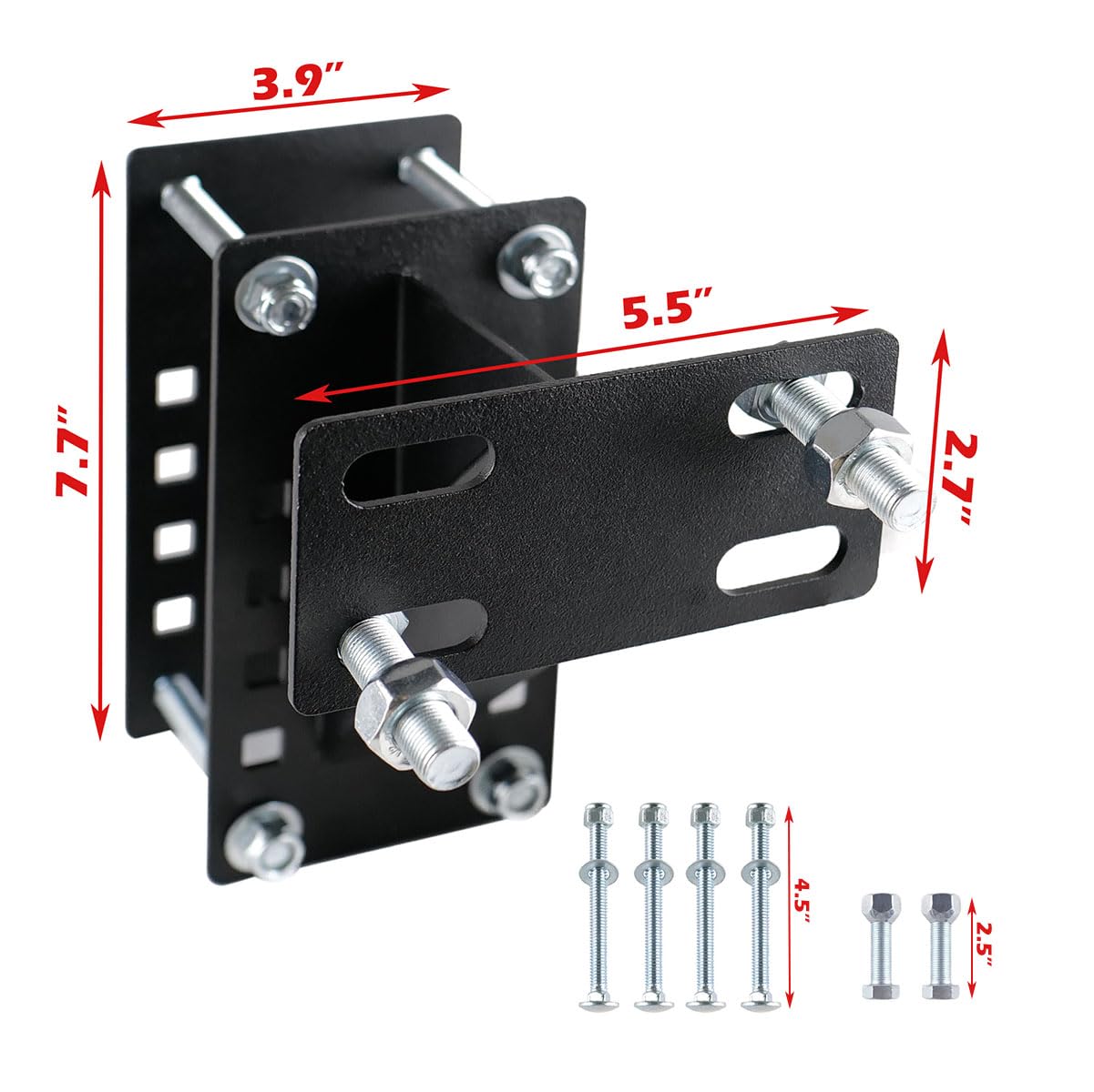 Fouwick spare tire bracket on trailer frame demonstrates rugged support for heavy wheels.