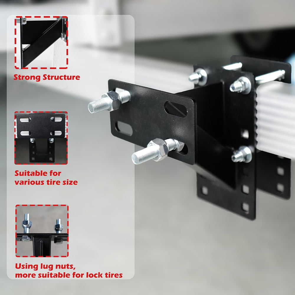 Fouwick spare tire carrier up to 150 lbs supports larger wheels for heavy trips.